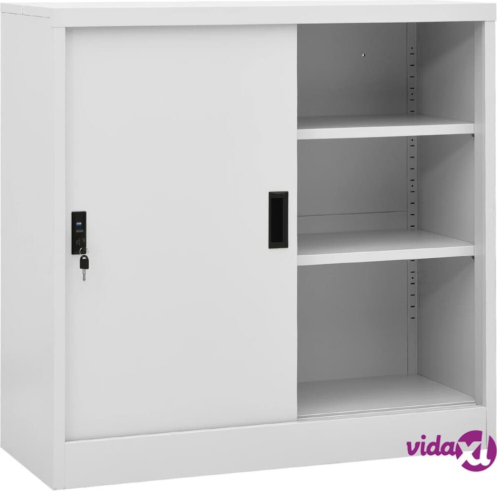 vidaXL Office Cabinet with Sliding Door Light Grey 90x40x90 cm Steel