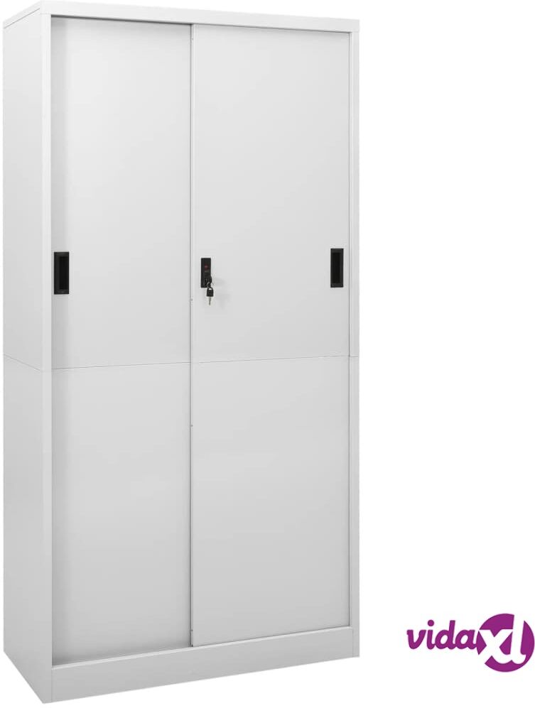 vidaXL Office Cabinet with Sliding Door Light Grey 90x40x180 cm Steel