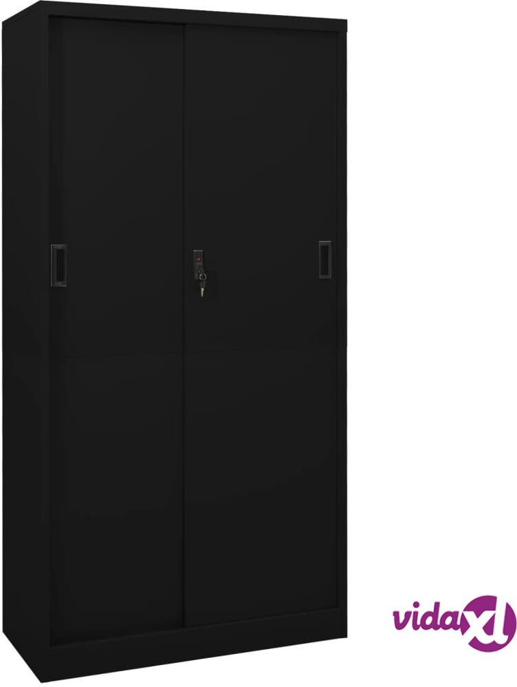 vidaXL Office Cabinet with Sliding Door Black 90x40x180 cm Steel