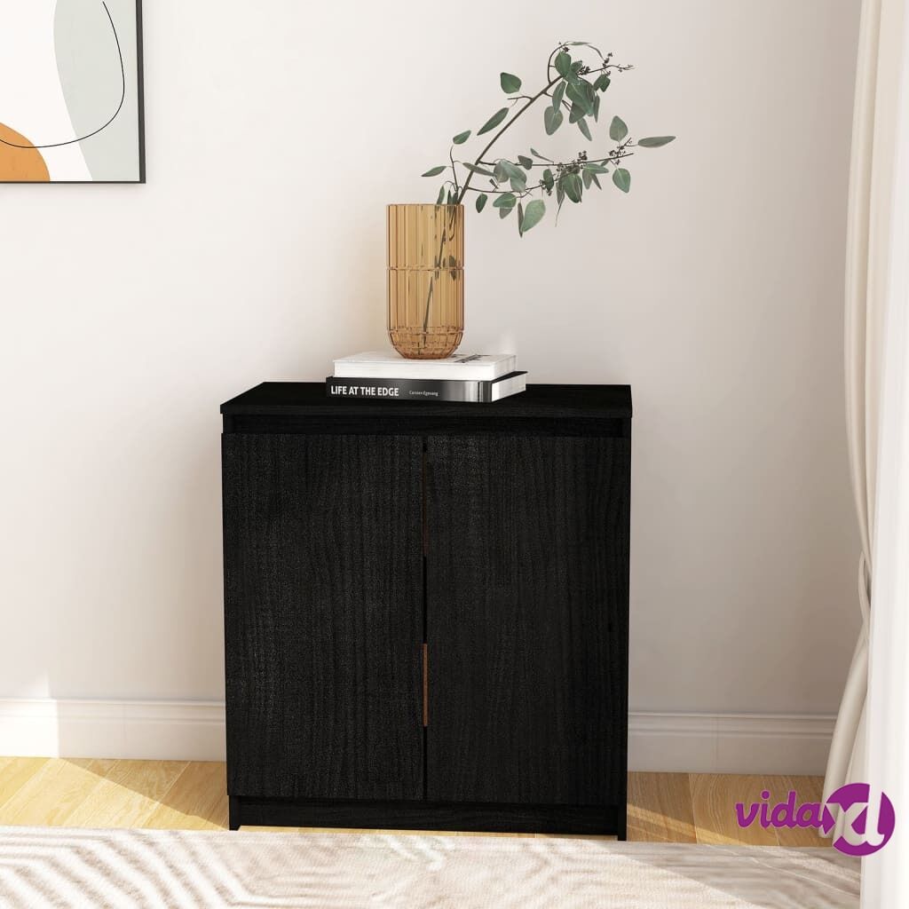 vidaXL Side Cabinet Black 60x36x65 cm Solid Pinewood