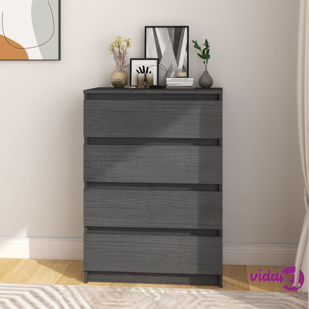 vidaXL Side Cabinet Grey 60x36x84 cm Solid Pinewood