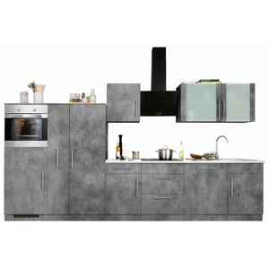 wiho Küchen Küchenzeile »Cali«, ohne E-Geräte, Breite 360 cm Küche: Front und Korpus: betonfarben, Arbeitsplatte: Canvas Grau + Arbeitsplatte: Canvas Grau