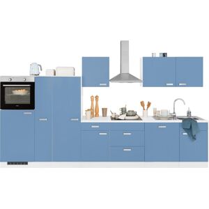 wiho Küchen Küchenzeile »Husum«, ohne E-Geräte, Breite 360 cm Küche: Front: Himmelblau, Korpus: Weiss, Arbeitsplatte: Weiss + Arbeitsplatte: Weiss Größe