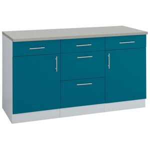 wiho Küchen Unterschrank »Kiel«, 150 cm breit Front: Ozeanblau, Korpus: Steel Grey, Arbeitsplatte: Canvas Grau Größe