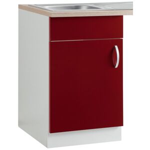 wiho Küchen Spülenschrank »Flexi«, Breite 50 cm Front: Rot Glanz, Korpus: Weiss Größe
