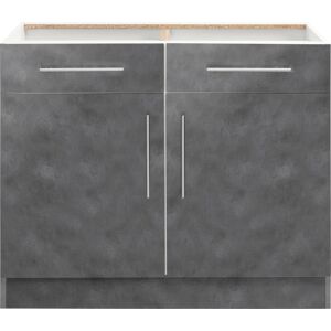 wiho Küchen Unterschrank »Cali«, 100 cm breit, ohne Arbeitsplatte Front und Korpus: betonfarben Größe