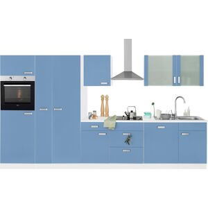 wiho Küchen Küchenzeile »Husum«, ohne E-Geräte, Breite 360 cm Küche: Front: Himmelblau, Korpus: Weiss, Arbeitsplatte: Weiss + Arbeitsplatte: Weiss Größe