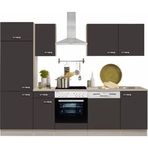 OPTIFIT Küchenzeile »Faro«, ohne E-Geräte, Breite 270 cm Küche: Anthrazit + Korpus: akaziefarben + Arbeitsplatte: akaziefarben Größe