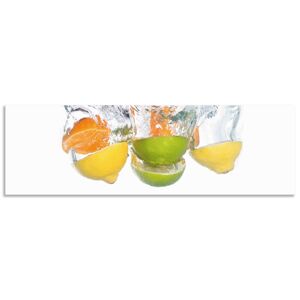 Artland Küchenrückwand »Zitrusfrüchte fallen in klares Wasser«, (1 tlg.), Alu... bunt Größe