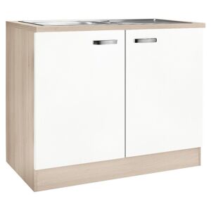 OPTIFIT Spülenschrank »Faro«, mit Metallgriffen, Breite 100 cm weiss Glanz Größe