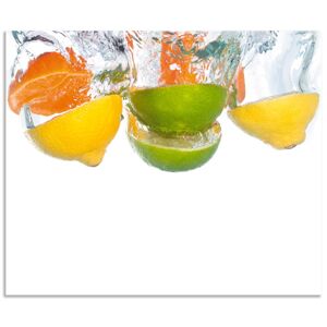 Artland Küchenrückwand »Zitrusfrüchte fallen in klares Wasser«, (1 tlg.), Alu... bunt Größe