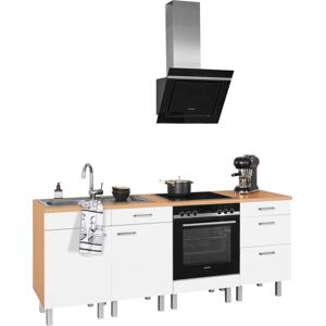 OPTIFIT Küchenzeile »Tapa«, ohne E-Geräte, Breite 210 cm Küche: weiss + Korpus: buchefarben + Arbeitsplatte: buchefarben Größe