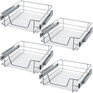 tectake 4 Teleskopschubladen für Küchen- und Schlafzimmerschränke - 50 cm