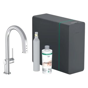 Hansgrohe Aqittura M91 Filtersystem 210, Ausziehauslauf, 1jet, sBox, Starter Set, SodaSystem