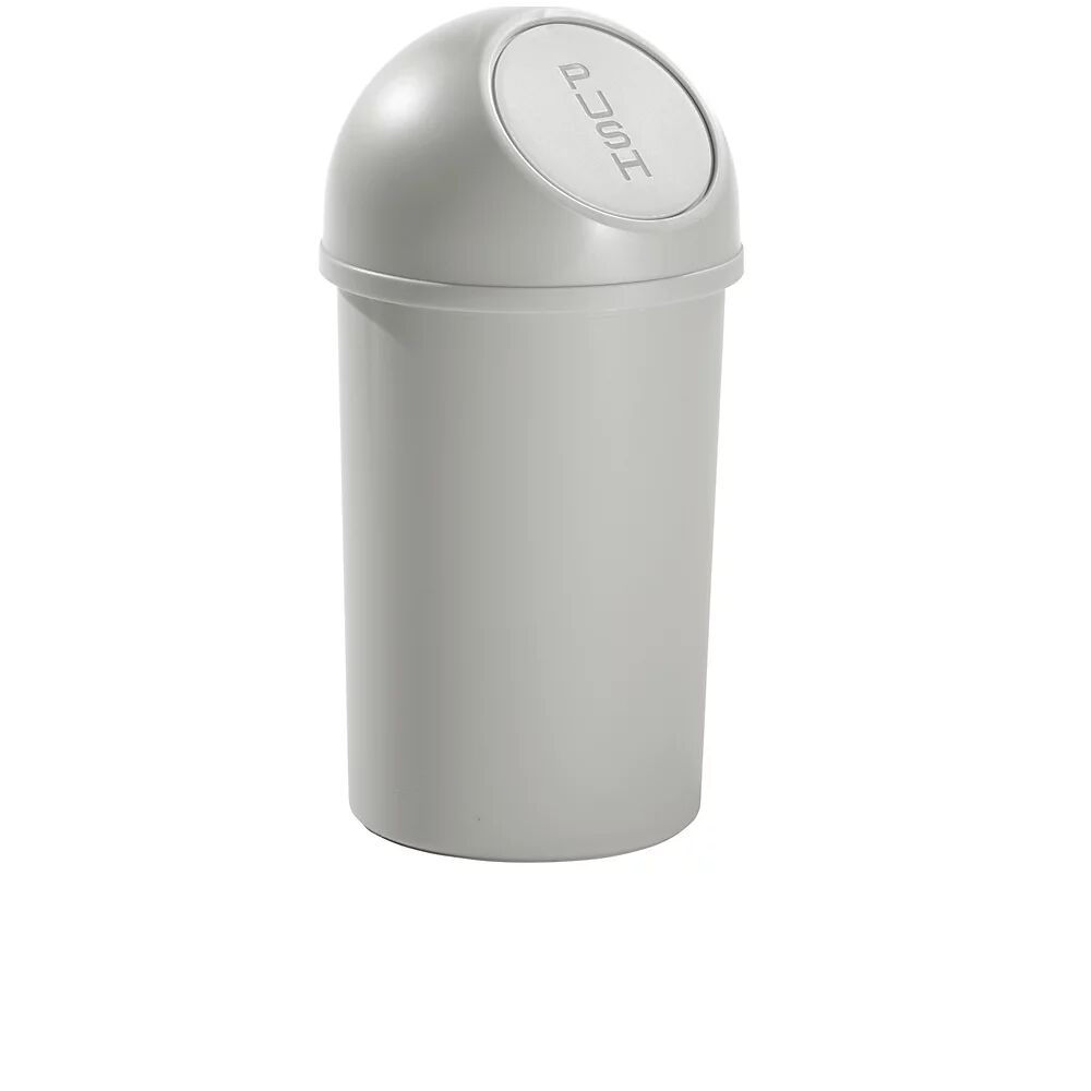 helit Push-Abfallbehälter aus Kunststoff Volumen 13 l, HxØ 490 x 252 mm lichtgrau, VE 6 Stk