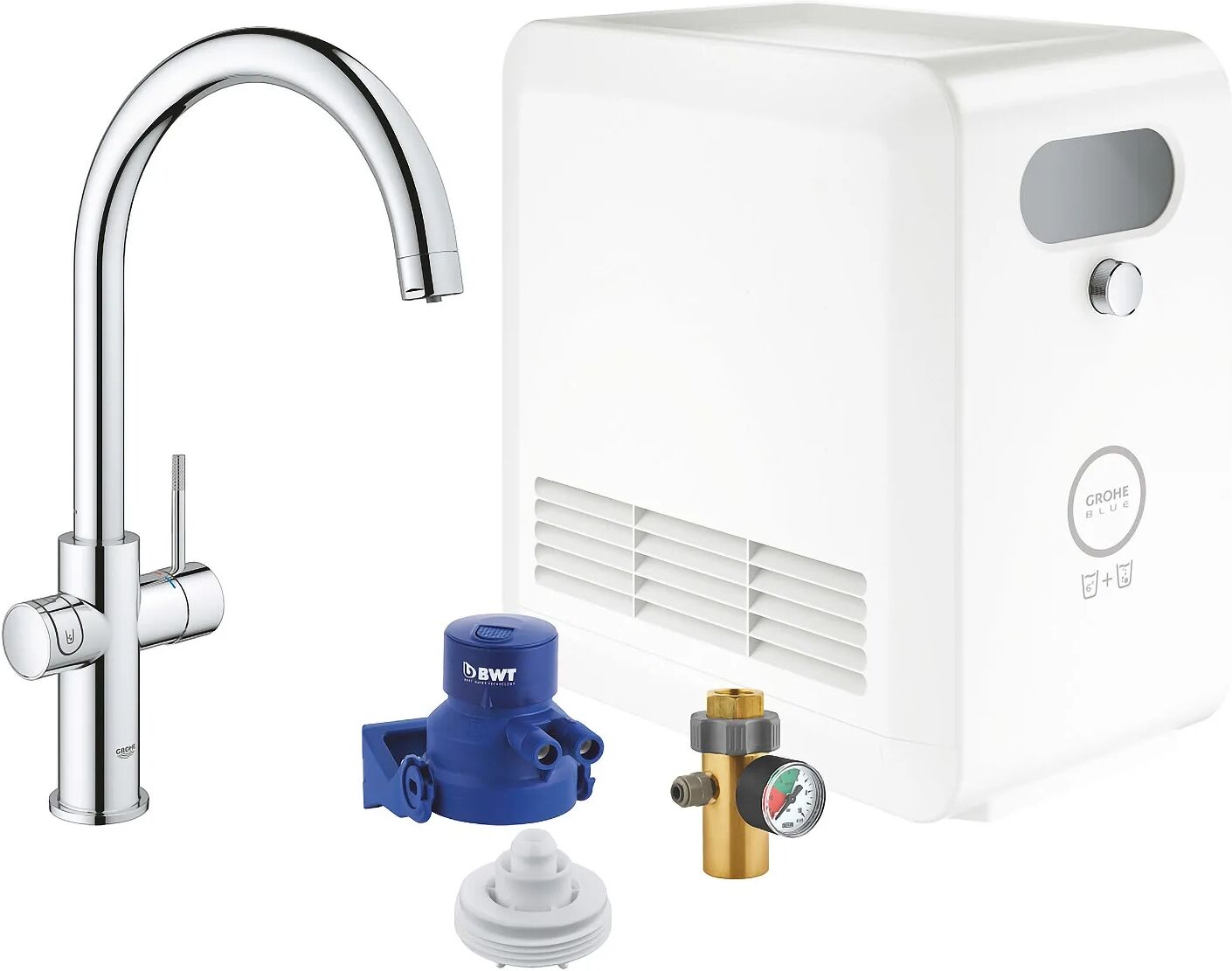 Grohe Blue Professional C-Auslauf Kit, Mousseurauslauf herausziehbar  mit C-Auslauf, herausziehbar supersteel 31325DC2