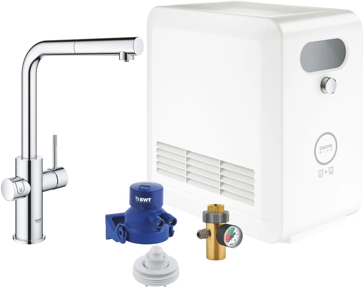 Grohe Blue Professional L-Auslauf Kit, Mousseurauslauf herausziehbar Blue mit L-Auslauf, herausziehbar chrom 31326002