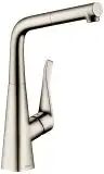 Hansgrohe Metris M71 Einhebel-Küchenmischer 320, Ausziehauslauf, 1jet, sBox Metris M71 H: 35,6 Ausladung: 21,9 cm edelstahl finish 73812800