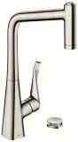 Hansgrohe Metris Select M71 2-Loch Einhebel-Küchenmischer 320, Ausziehbrause, 2jet, sBox Metris Select M71 H: 43 Ausladung: 23,6 cm edelstahl finish