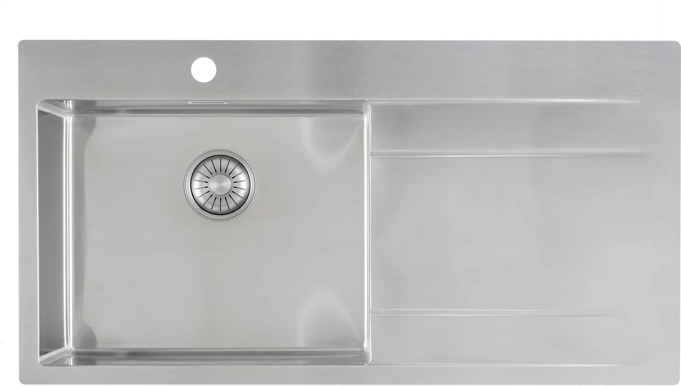 Megabad Profi Collection Living Kitchen Edelstahl Küchenspüle 100 x 52 cm, Becken links und mit Hahnlochbohrung Living Kitchen B: 100 T: 52 H: 18 cm edelstahl MBPP50ABL