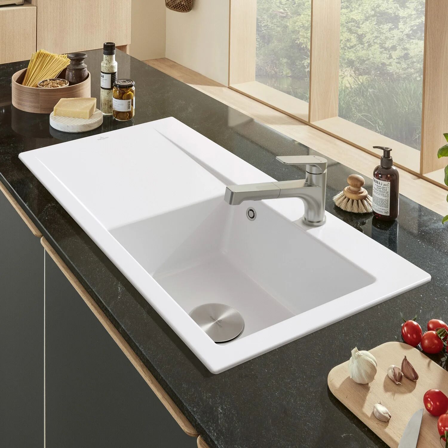 Villeroy & Boch Subway Style 50 Spüle Becken rechts inkl. Ablaufgarnitur mit Handbetätigung Subway Style 50 B: 90 T: 51 H: 1,5 cm