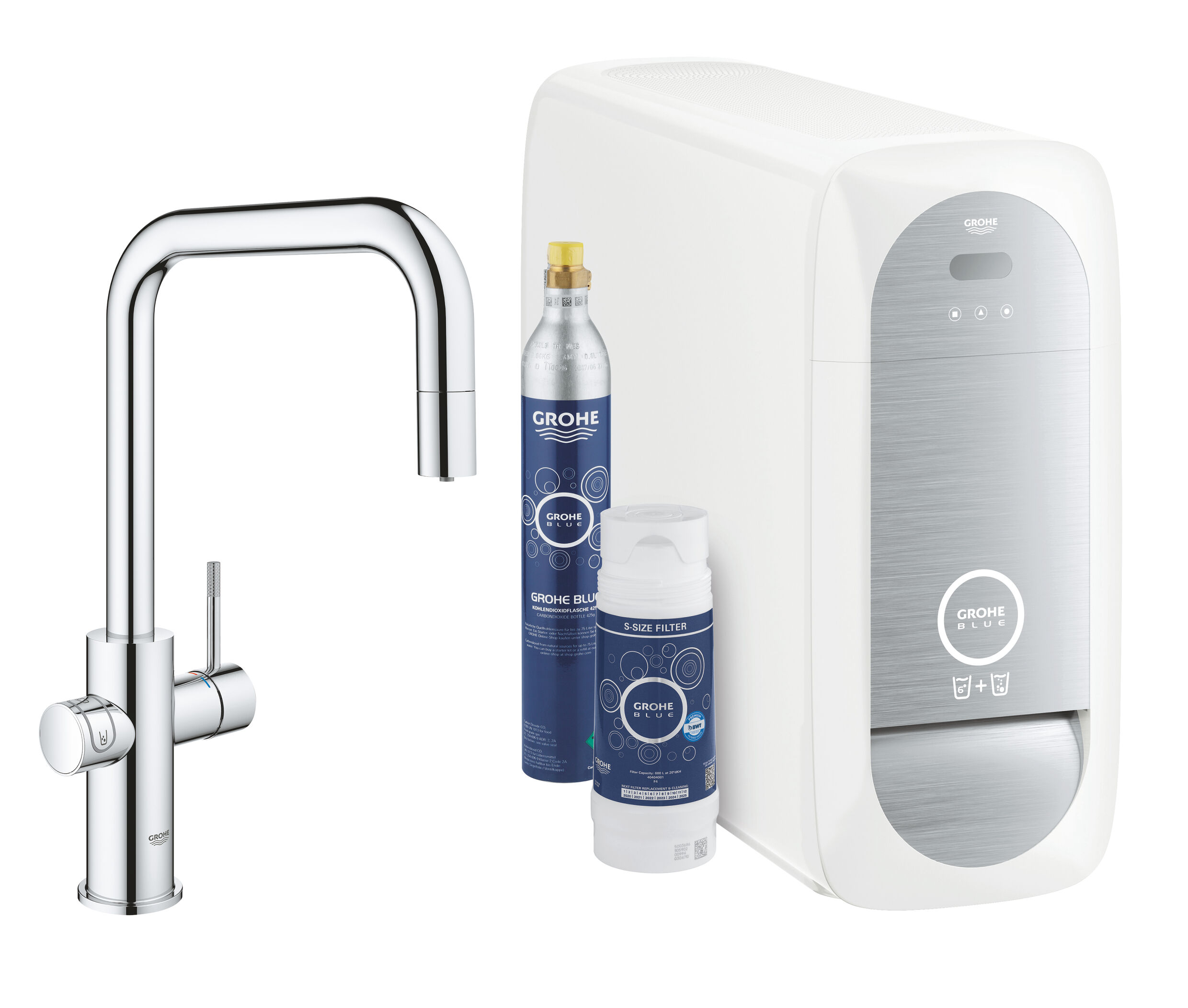 Grohe Blue Home Spültisch-Einhebelmischer 31543000 Chrom, U-Auslauf-Starter Kit, herausziehbarer Mousseurauslauf