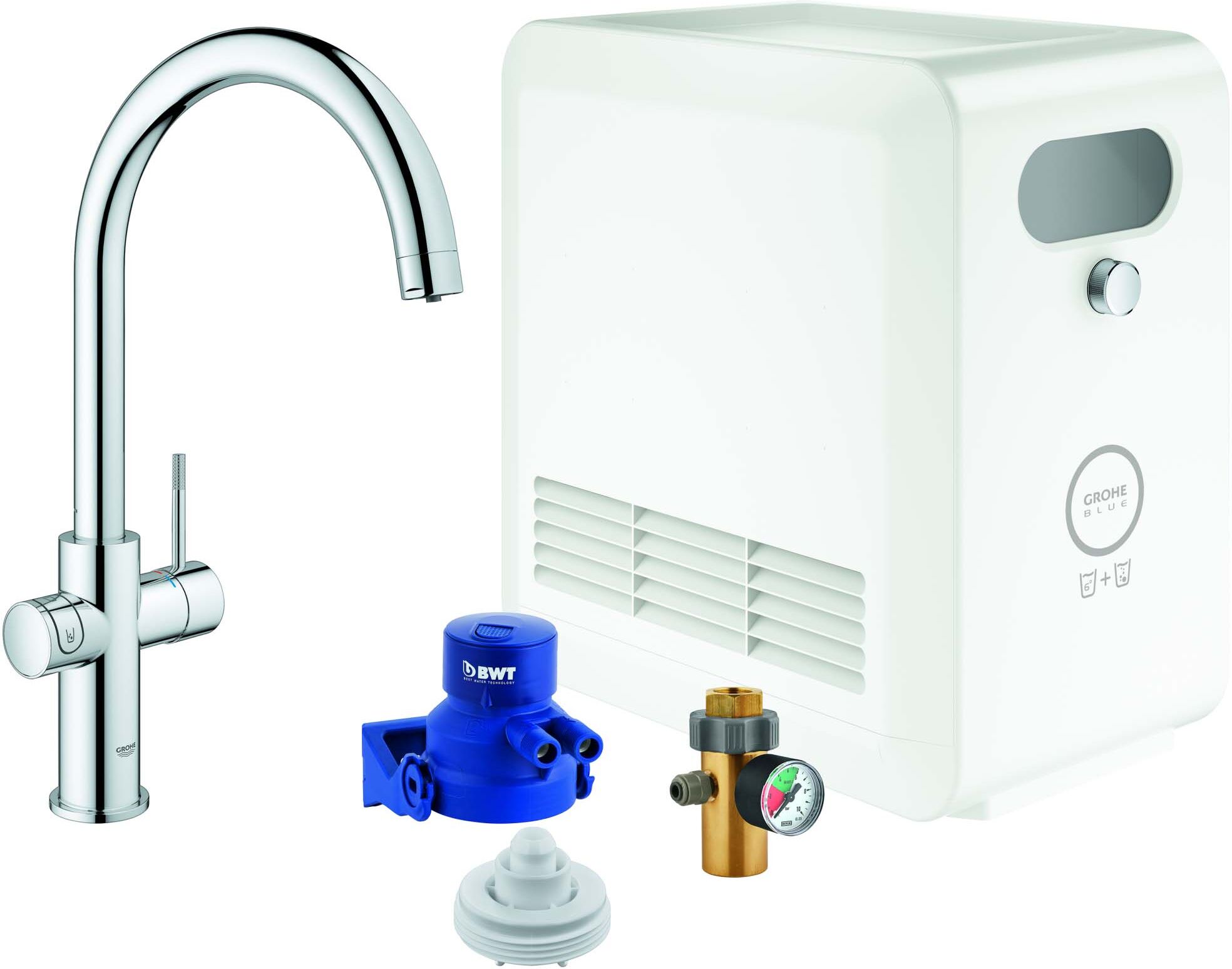 Grohe Blue Professional Spültisch-Einhebelmischer 31323002 chrom, Starter Kit, C-Auslauf, Bluetooth/WIFI