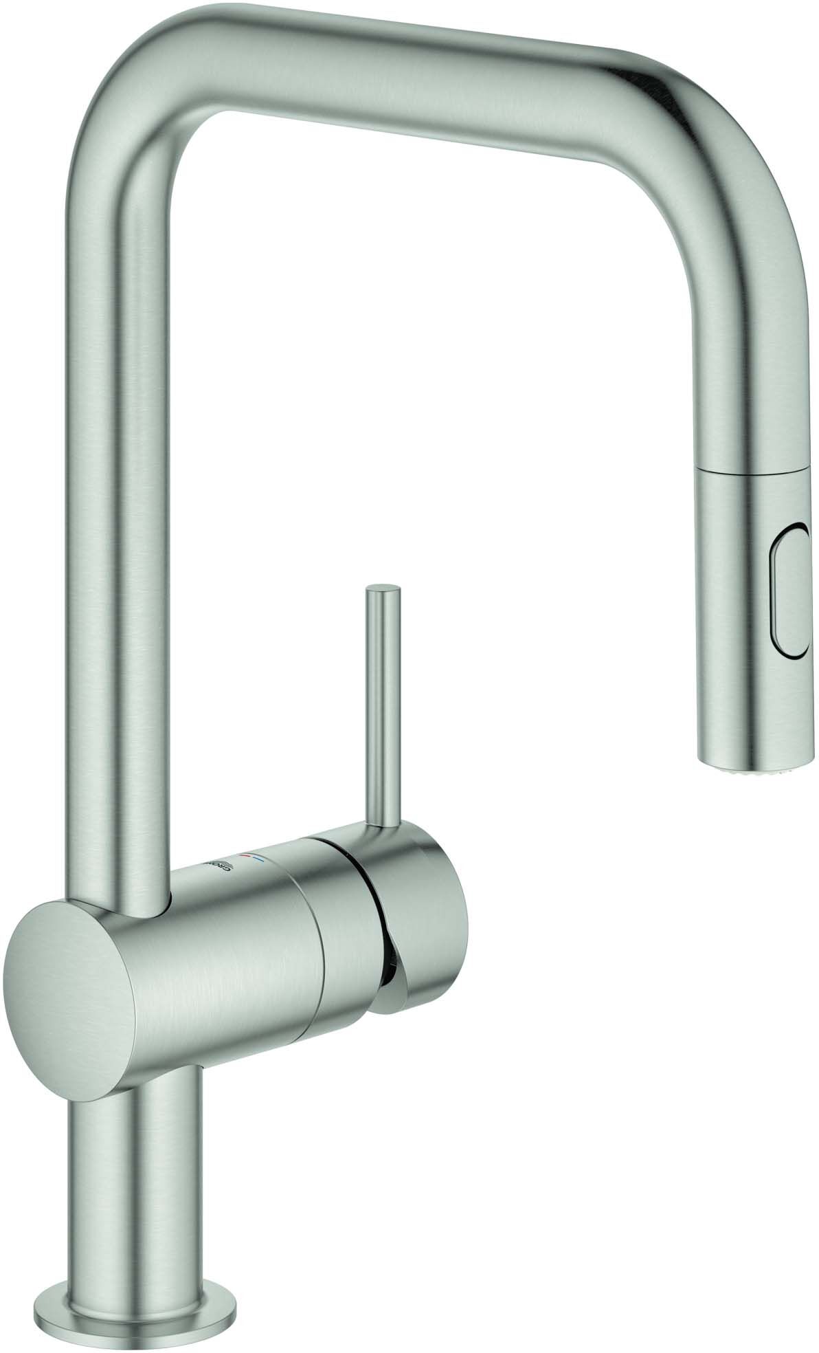 Grohe Minta Spültisch-Einhebelmischer 32322DC2 supersteel, herausziehbare Dual-Spülbrause, U-Auslauf