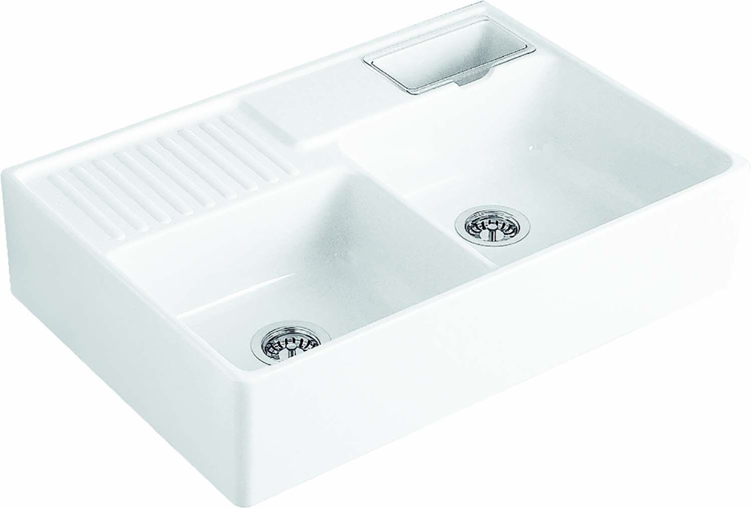 Villeroy und Boch Spülstein Doppelbecken 632391KR Ablaufgarnitur, Handbetätigung, Resteschale, Crema