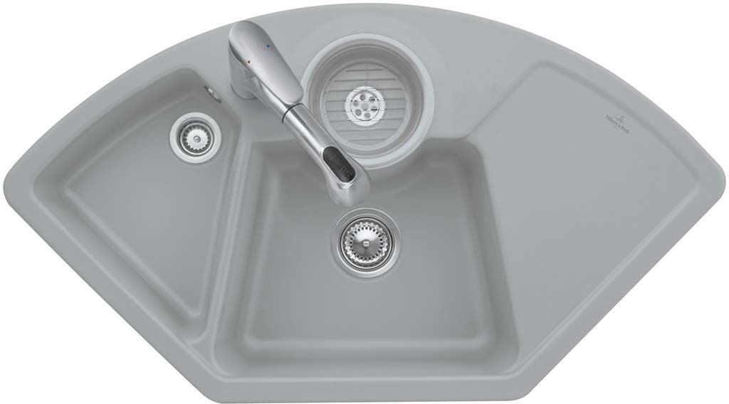 Villeroy und Boch Eckspüle 670801S5 Ablaufgarnitur, Handbetätigung, Resteschale, Ebony