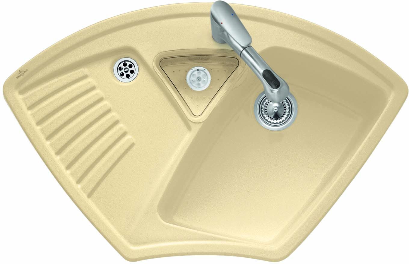 Villeroy und Boch Eckspüle 672901R1 Ablaufgarnitur, Handbetätigung, Resteschale, weiß