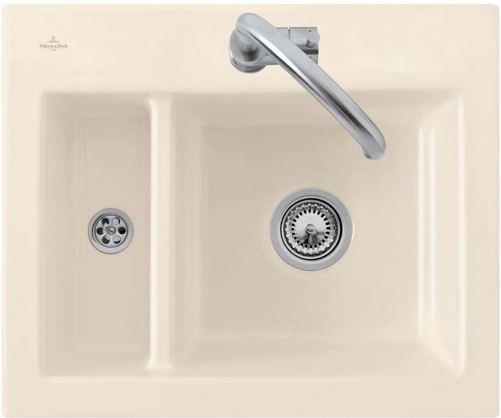 Villeroy und Boch Villeroy & Boch Subway Einbauspüle 678001KR mit Ablaufgarnitur und Handbetätigung, Crema