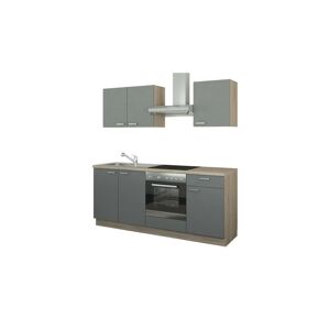 Höffner Küchenzeile mit Elektrogeräten  Binz ¦ grau ¦ Maße (cm): B: 200