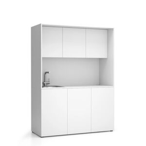 PLAN Büroküche NIKA mit Waschbecken und Wasserhahn 1481 x 600 x 2000 mm, weiß, links