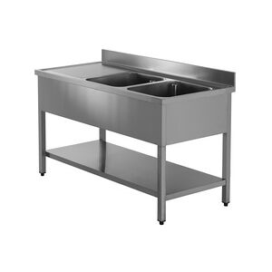 Inox E Inox GastroHero Spültisch ECO 15x6 mit 2 Becken rechts