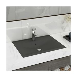 vidaXL Luxus-Waschbecken mit Hahnloch Matt-Dunkelgrau 60x46 cm Keramik