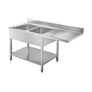 Vaiotec Edelstahl Spültisch EASY mit Grundboden + Überstand 160 x 60 x 90 cm - 2 Becken links