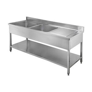 Vaiotec Edelstahl Spültisch TOPLINE 140 x 60 x 90 cm - 2 Becken links