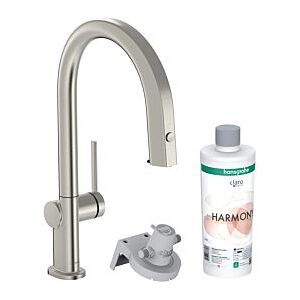 Hansgrohe Aqittura M91 Küchenarmatur 76801800 mit Ausziehauslauf, 1jet, Starter Set, Edelstahl Finish