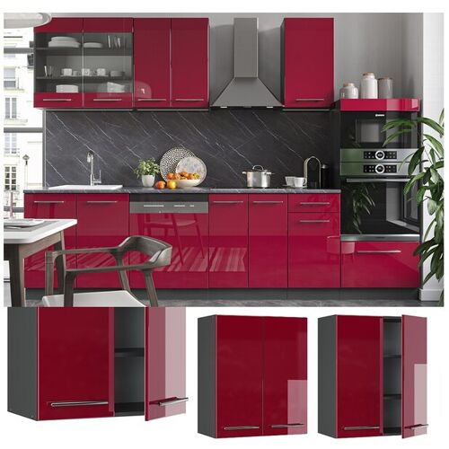 VICCO Hängeschrank 60 cm Bordeaux Hochglanz Küchenschrank Hängeschrank Küchenzeile Fame-Line