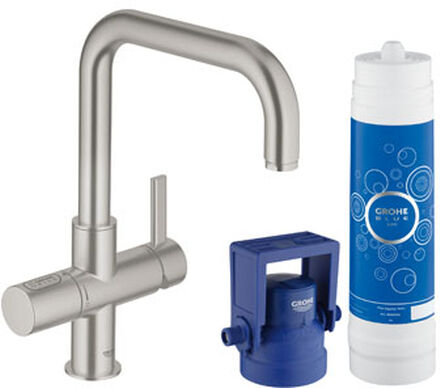 Grohe Blue Pure Spültisch Armatur 31299DC1 supersteel, Starter Kit, U-Auslauf