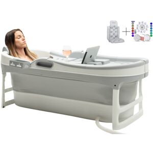 Hello Bath HelloBath Foldebadekar til voksne - Grå - 148cm - Ekstra lang - Inkluderende badepude &amp; Opbevaring Cover