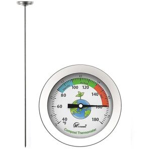 Komposttermometer - Skivetermometer i rustfrit stål til kompostering i hjemmet og haven - 54 mm diameter C & F skive, 500 mm temperatursonde Cisea Compost