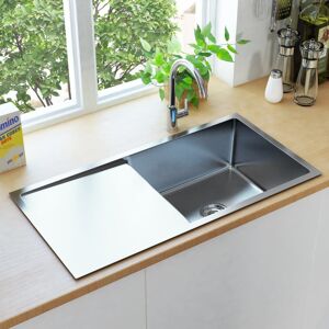 vidaXL håndlavet køkkenvask med si rustfrit stål