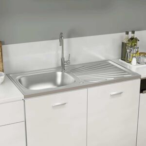 vidaXL køkkenvask med afløbssæt 1000x500x155 mm rustfrit stål sølvfarve