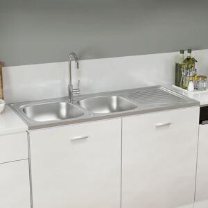 vidaXL dobbelt køkkenvask 1200x500x155 mm rustfrit stål sølvfarvet