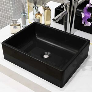 vidaXL Lavabo de cerámica rectangular negro 41x30x12 cm