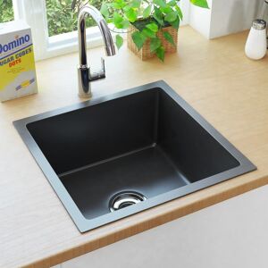 vidaXL Fregadero de cocina hecho a mano acero inoxidable negro