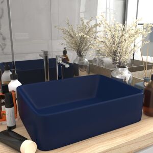 vidaXL Lavabo de lujo de cerámica azul oscuro mate 41x30x12 cm