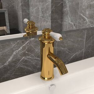 vidaXL Grifo para lavabo de baño dorado 130x180 mm